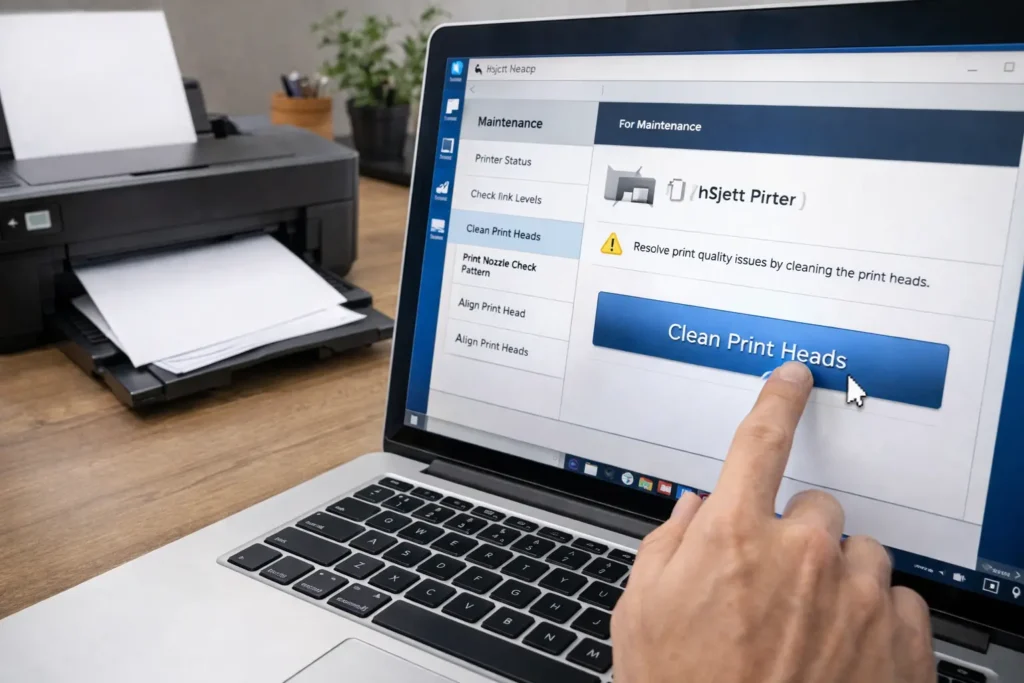 Checking ink cartridges to fix printer printing blank pages problem