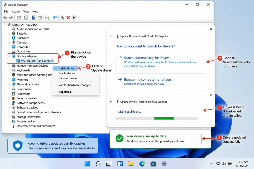 updating drivers to fix windows 11 bsod error