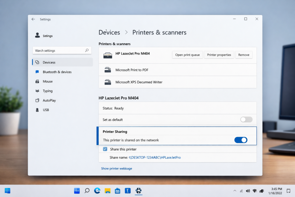 How to share a printer on Windows 10 network settings