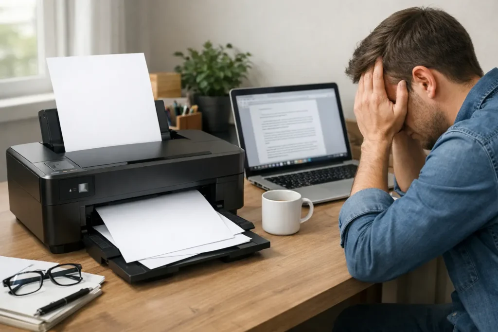 Printer printing blank pages issue in home office setup